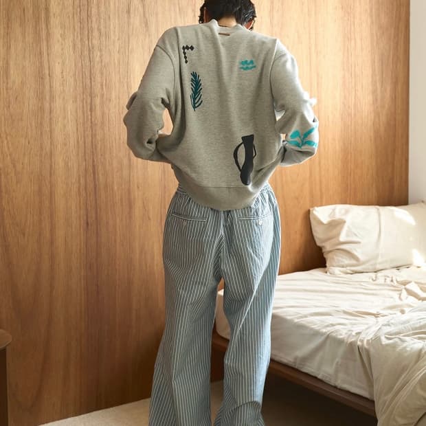 Camphor wood - 24aw 와이드 스트라이프 배기 팬츠