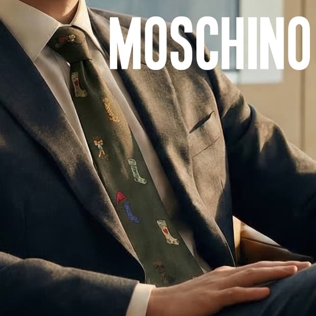 모스키노 실크 브라운 양말 패턴 넥타이 9.4cm B등급 K1996