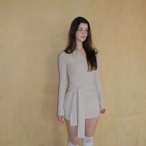 씨어 seer 타이 리본 드레스 베이비핑크 새상품