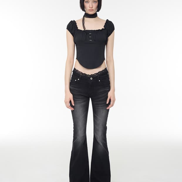 락케이크 노바 부츠컷 진 블랙 M