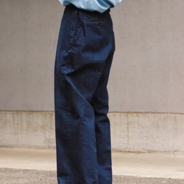 시오타 데님 슬랙스 네이비 팬츠