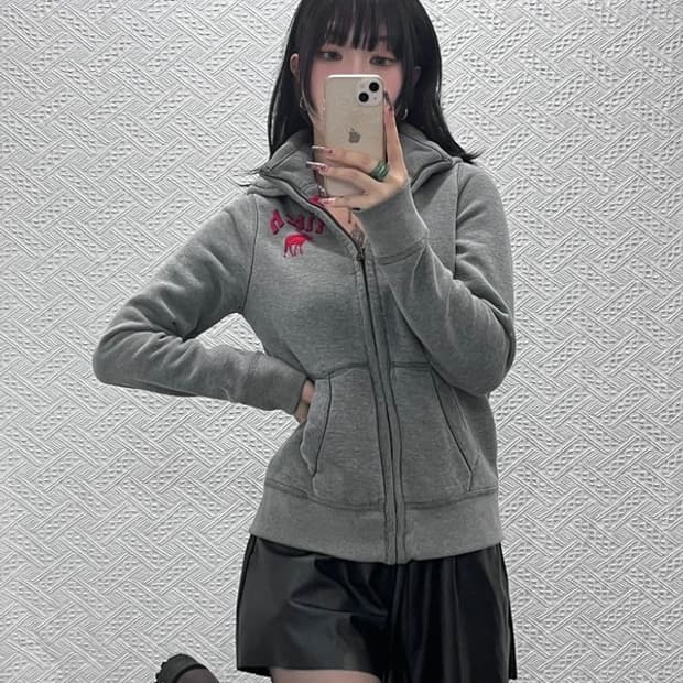 아베크롬비 Y2K 00s 레트로 대장핏 하이넥 후드집업 XL C11995