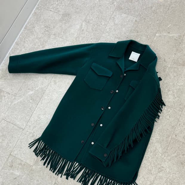 산드로 프린지 셔츠 자켓 (보틀 그린)