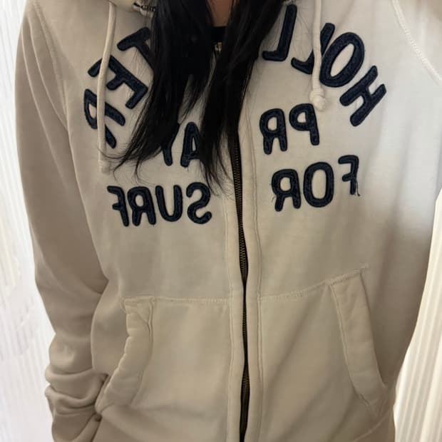 홀리스터 화이트 후드집업 XL