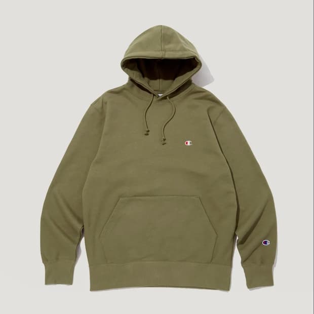 챔피온 베이직C로고 후드티셔츠 카키 L사이즈 