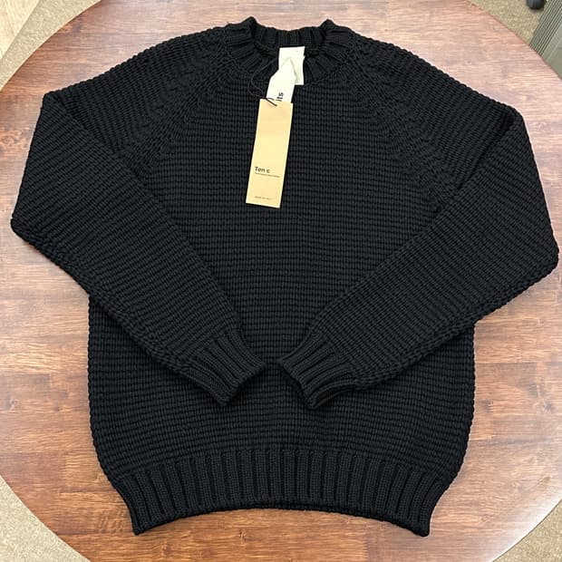 [새제품/100] 텐씨 TEN C 울 피셔맨 크루넥 니트 블랙 46