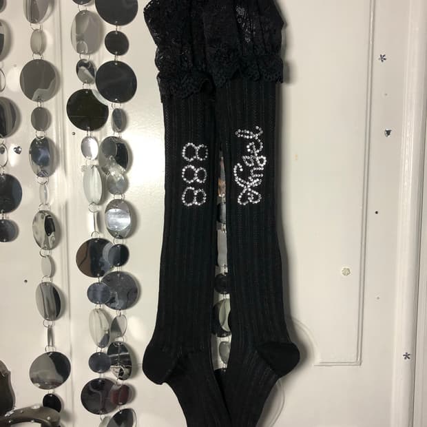 black angel 888 knee socks