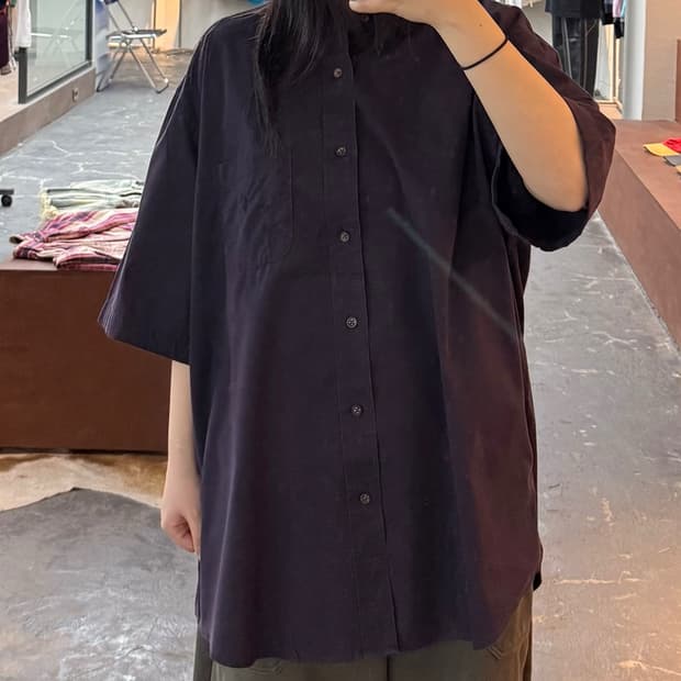 폴로 랄프로렌 퍼플 원포켓 반팔 셔츠 H3165