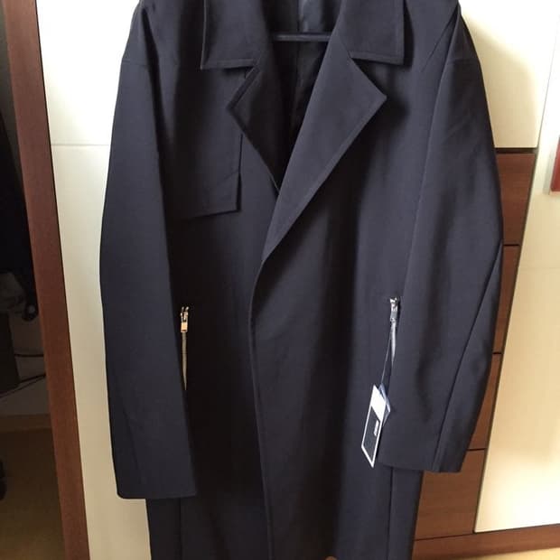 시스템 옴므 오버핏 지퍼 트렌치 코트