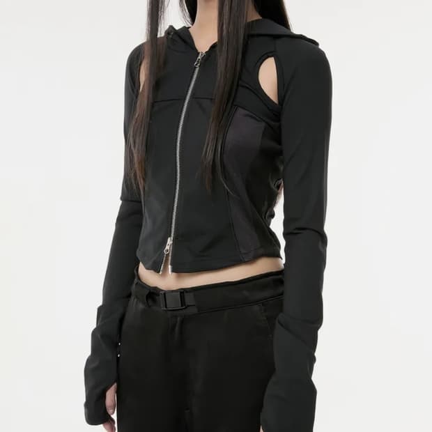 플레어업 컷아웃 후드집업 블랙 팝니다!