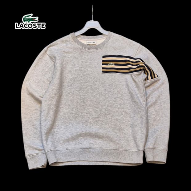 M 라코스테 배색 그레이 맨투맨 