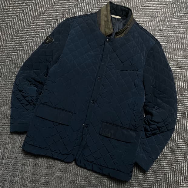 EVISU 에비수 미니멀 뱃지 로고 다이아몬드 퀼팅 자켓y 5392