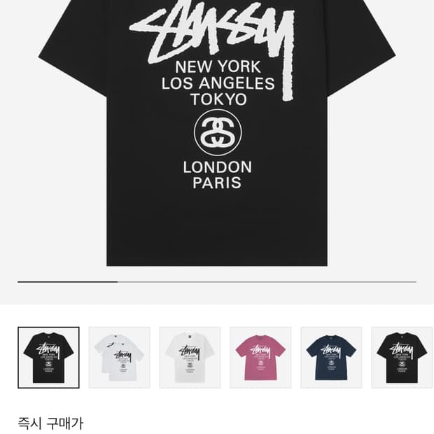 스투시 월드투어 티셔츠 블랙 2024,2025 (XL)