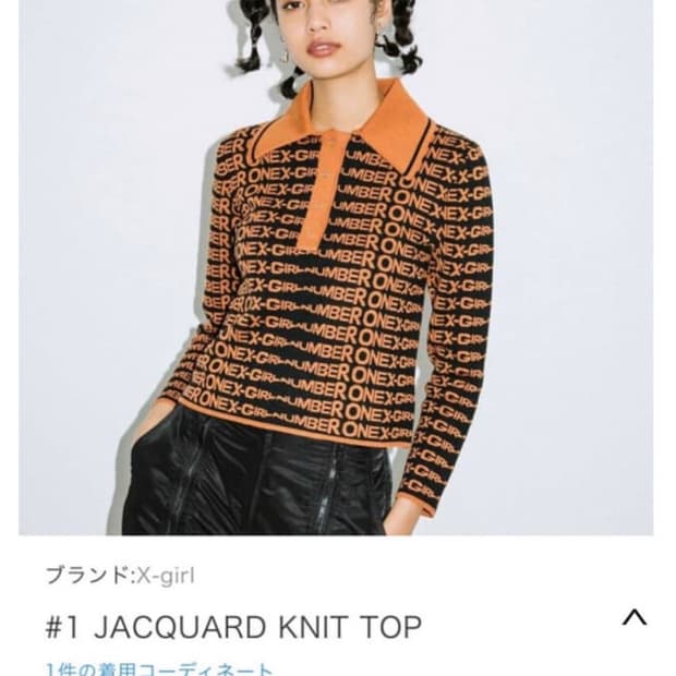 엑스걸 모노그램 크롭 카라 니트티셔츠