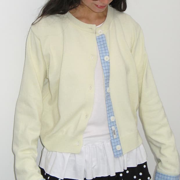 론론 셔츠 포인트 옐로우 가디건