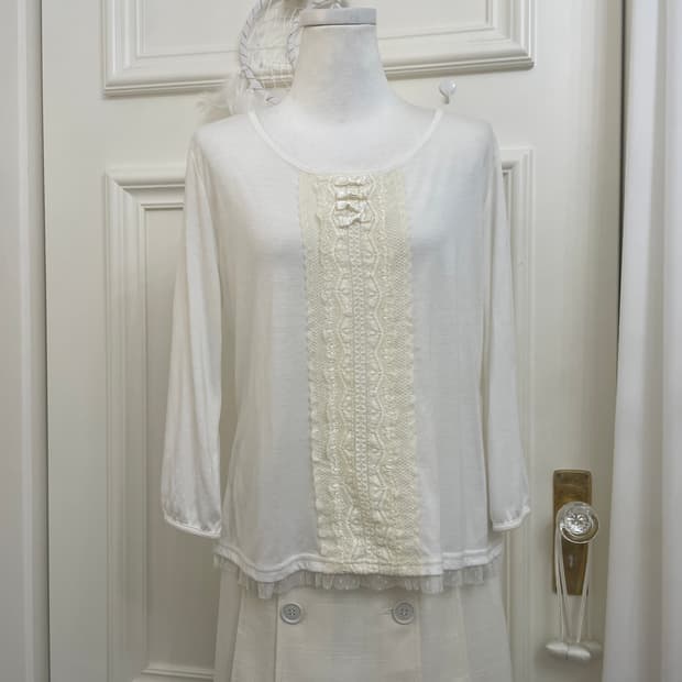 white lace bow point fairy top(size-L)
