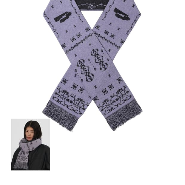 웰빙익스프레스 Wool Jacquard Muffler- Violet