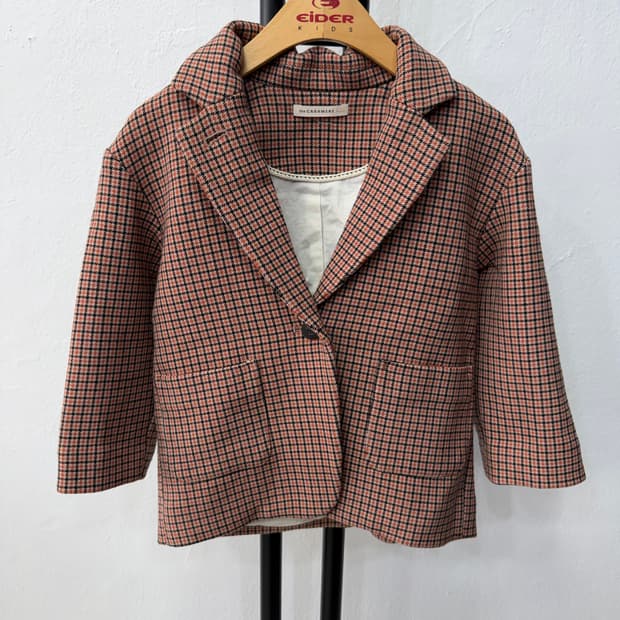 정품) 더캐시미어 한섬 키즈 헌즈투스 체크 자켓 100