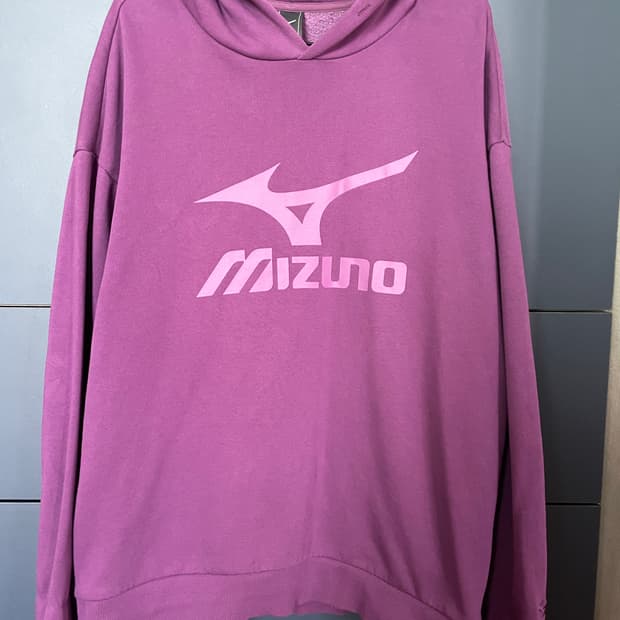 미즈노 퍼플 기모 후드티