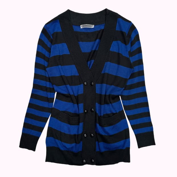 blue stripe double cardigan