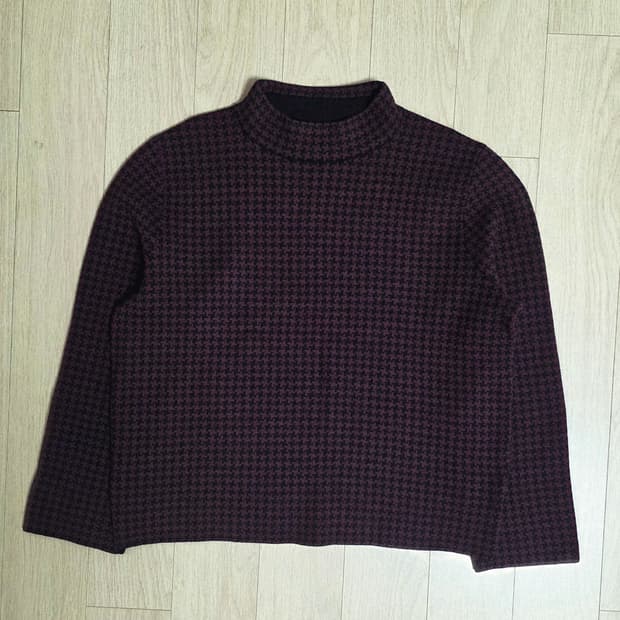 Theory 띠어리 체크 모크넥 니트