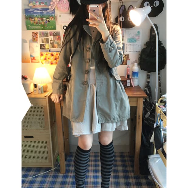 VINTAGE SAFARI CHECK LINING COAT BEIGE