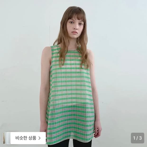 엔조블루스 시어 체크 슬리브리스탑