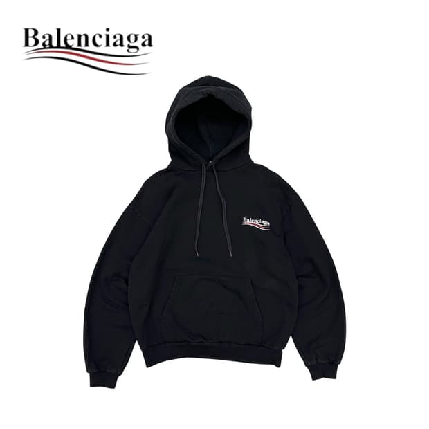 발렌시아가 폴리티컬 캠페인 웨이브로고 후드티