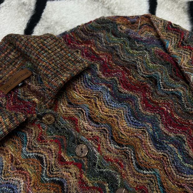 [XL]빈티지 멀티컬러 에스닉패턴 니트집업 자켓