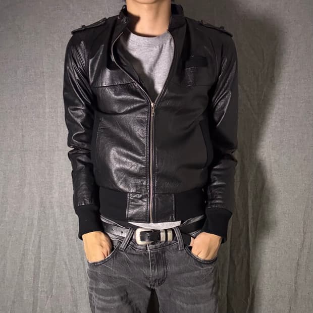 블랙 가죽 자켓 남성용