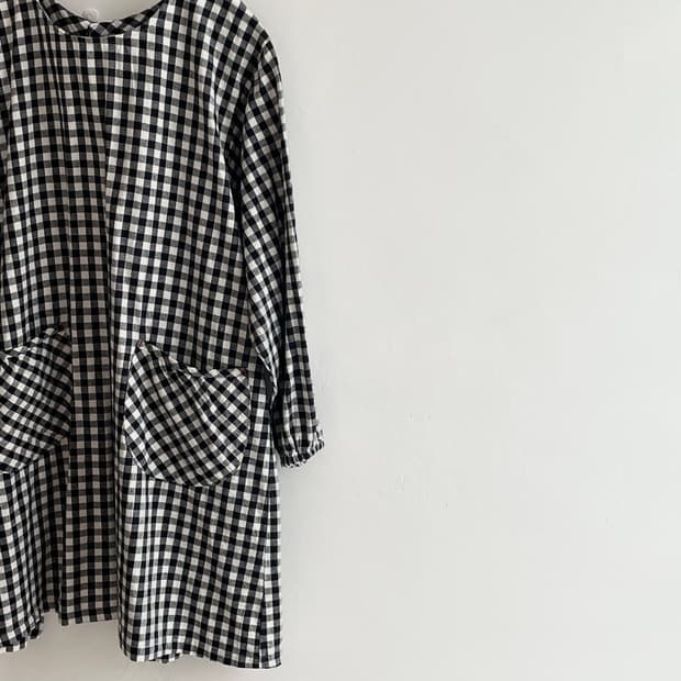 블랙 앤 화이트 체크 원피스
