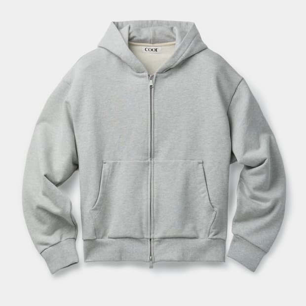 (새상품) 쿠어 미니멀 코튼 후드집업 그레이