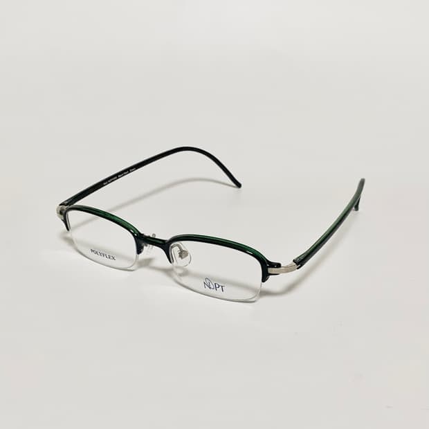 974 데드스탁 스퀘어 클리어 블랙 그린 반무테 초경량 빈티지안경