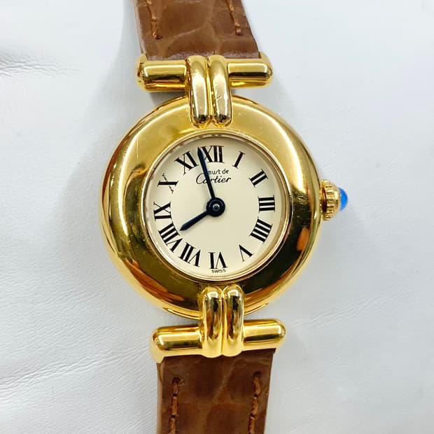 까르띠에 머스트 꼴리제드 24mm 쿼츠 여성용 금장 실버