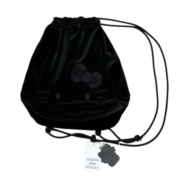 조셉앤스테이시 헬로키티 드로우 스트링 백팩 가방 블랙