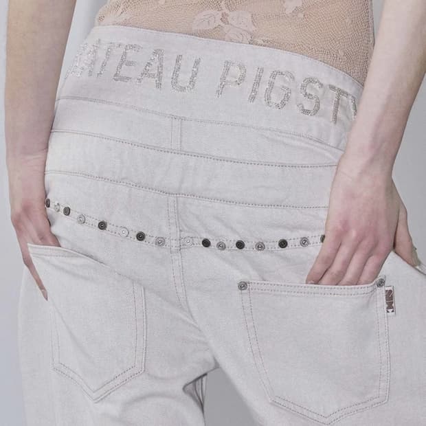 Beaded Layered Denim Pants Nonfade Raw S