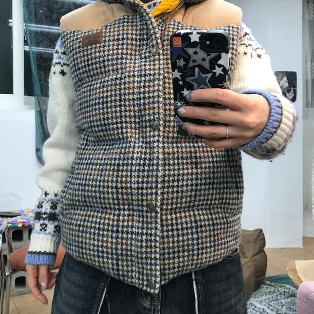 노스페이스 서밋시리즈 구스다운 체크 패딩조끼 