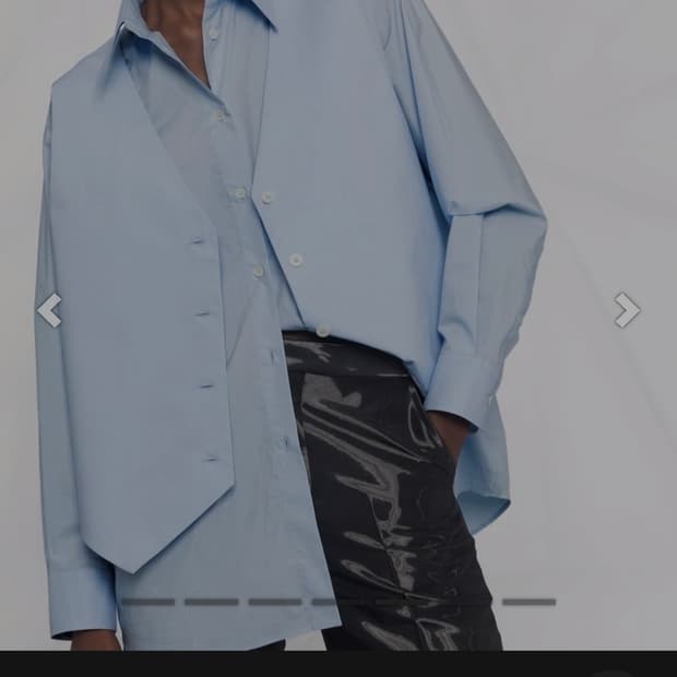 정품) MM6 마르지엘라 여성 스카이블루 베스트 레이어드 포플린 셔츠