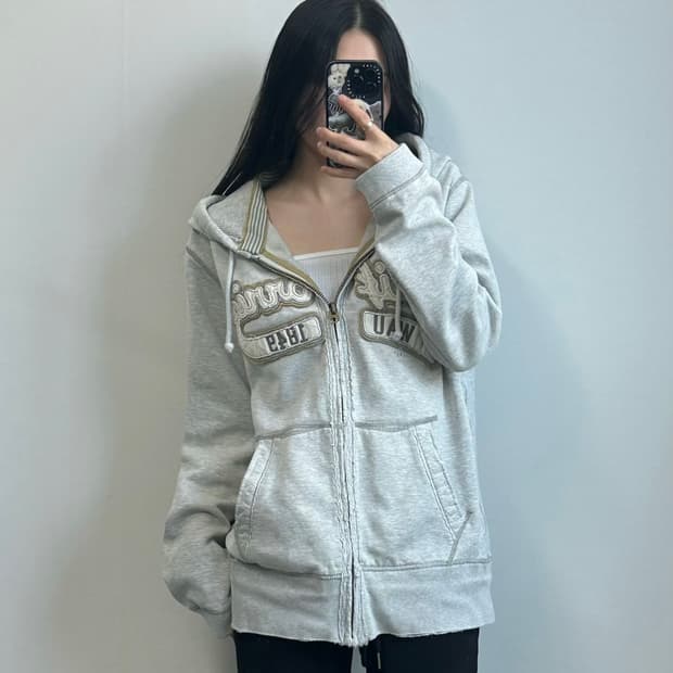 후아유 y2k 와투케 그레이 후드집업