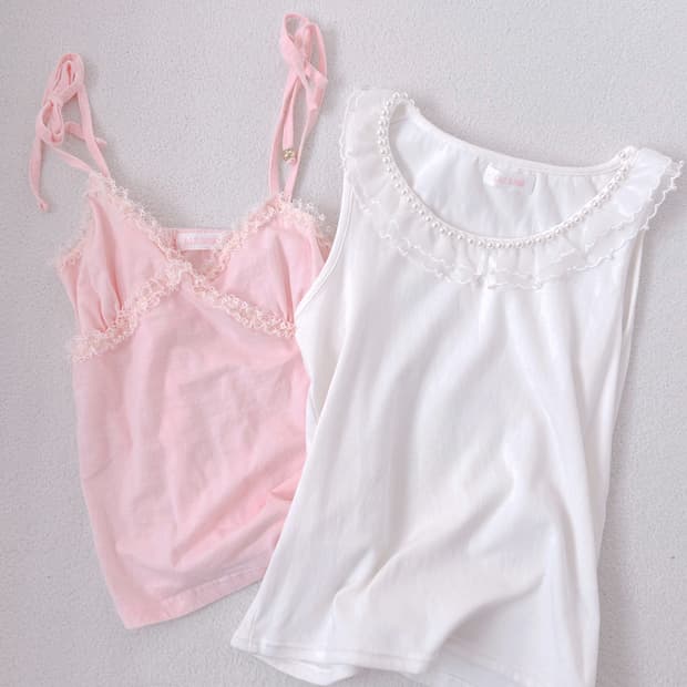 리즈리사 고전 핀터 레이스 진주 나시 일괄 히메갸루 라떼갸루