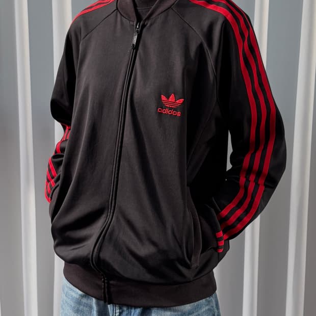 [L]아디다스 슈퍼스타 검빨 블랙 레드 트랙탑 져지