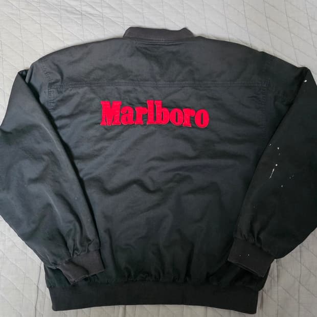 [XL] 90s 빈티지 말보로 리버시블 봄버 자켓 블랙/레드 페인팅