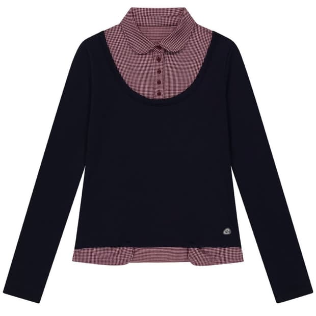 코이세이오 리버서블 칼라 롱슬리브 네이비