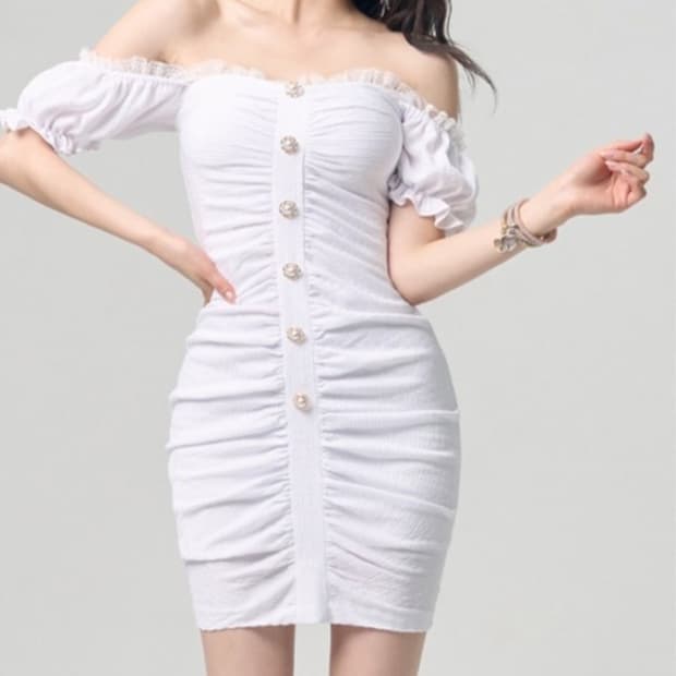 고급 셔링 원피스 드레스 섹시 캡 홀복 정장 데이트 데일리룩 하객룩
