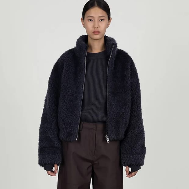 23f/w 아모멘토 헤어리 퍼 블루종 차콜