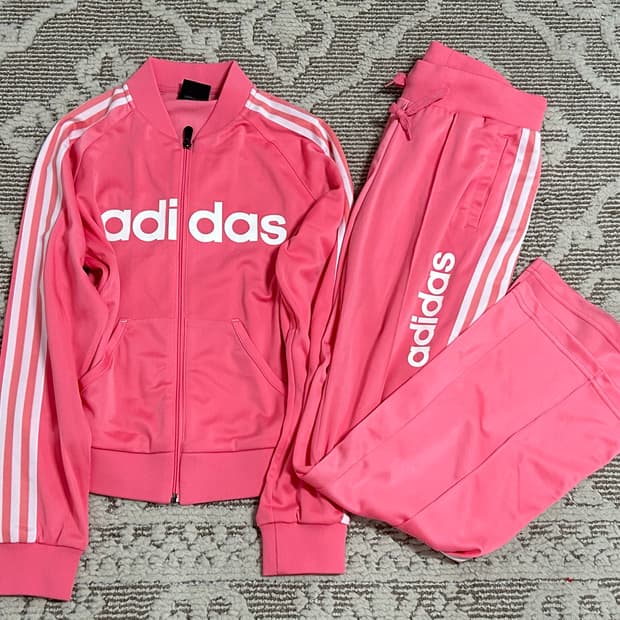 초희귀 아디다스 스펠아웃 핑크 져지 셋업 딱붙핏 세미부츠컷