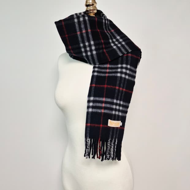 버버리 네이비 노바체크 캐시미어100 머플러 목도리
