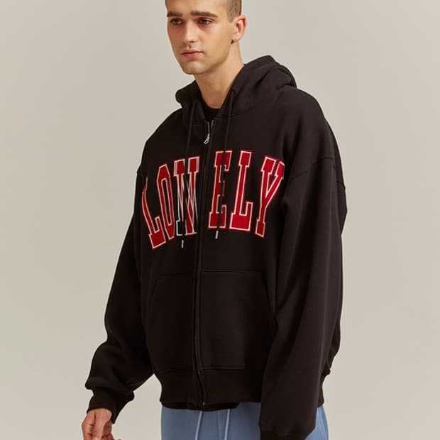 LONELY/LOVELY HOODIE ZIP-UP BLACK