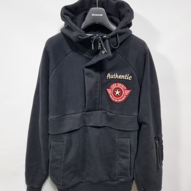 지프 스피릿 반집업 블랙 후드티 100