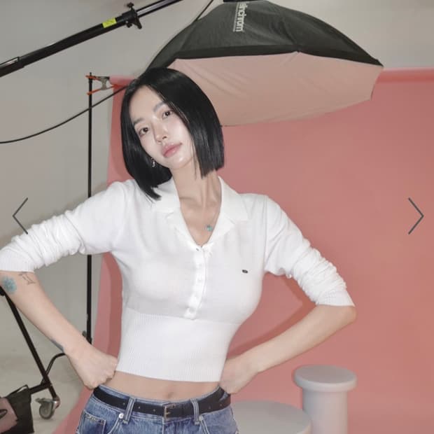 (새상품) 페일제이드 카라 니트 티 화이트 